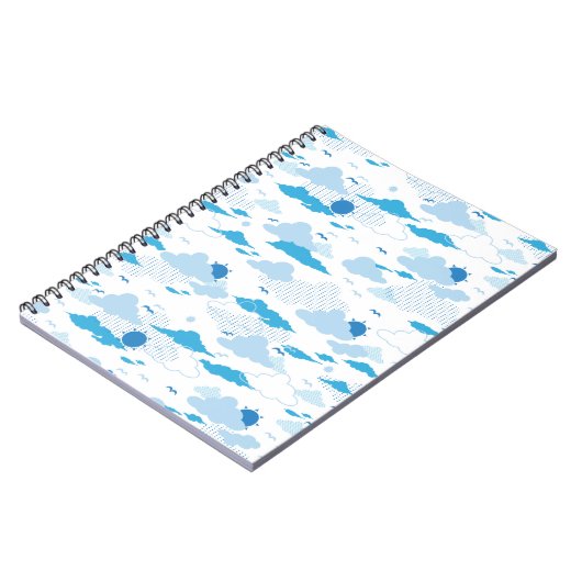 Fluffy Cloud Sunny White Sky Patroon Notitieboek (Linkerzijde)