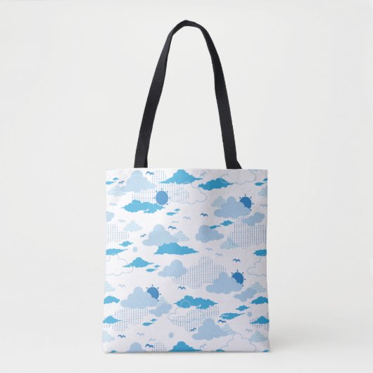 Fluffy Cloud Sunny White Sky Patroon Tote Bag (Voorkant)
