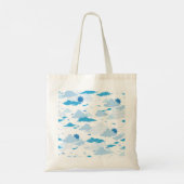 Fluffy Cloud Sunny White Sky Patroon Tote Bag (Achterkant)