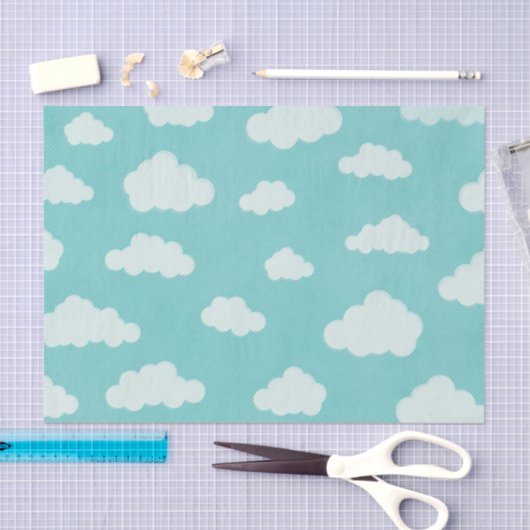 Fluffy Clouds Blue Sky Cloud Patroon Tissuepapier (Craft)