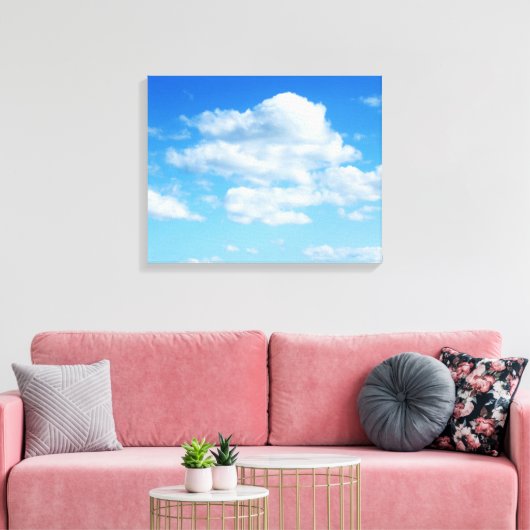 Fluffy Clouds en Blue Sky Canvas Afdruk (Insitu (Woonkamer))
