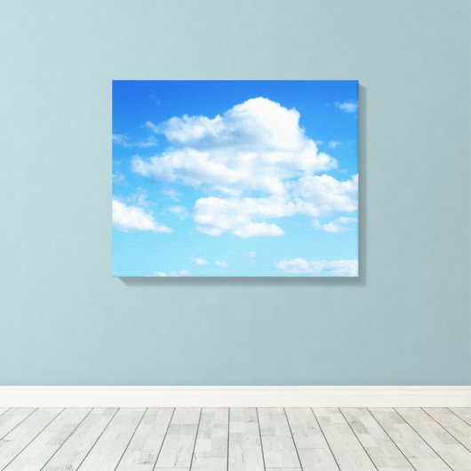 Fluffy Clouds en Blue Sky Canvas Afdruk (Insitu (Houten vloer))