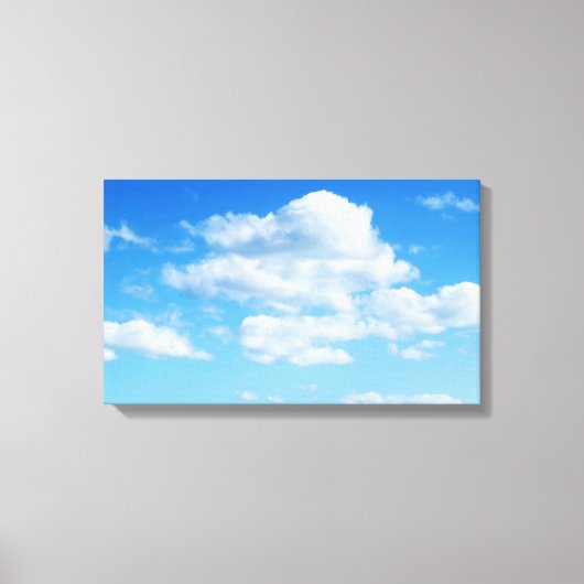 Fluffy Clouds en Blue Sky Canvas Afdruk (Voorkant)