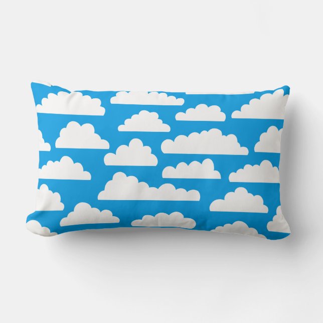 Fluffy Clouds Pattern - White on Blue 009dea Kussen (Voorkant)