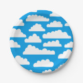 Fluffy Clouds Pattern - White on Blue 009dea Papieren Bordje (Voorkant)