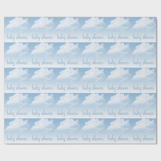 Fluffy Clouds Raindrops Baby shower Cadeaupapier (Vlak)