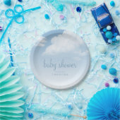 Fluffy Clouds Raindrops Baby shower Papieren Bordje (Feest)