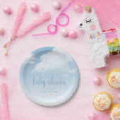Fluffy Clouds Raindrops Baby shower Papieren Bordje (Feest)