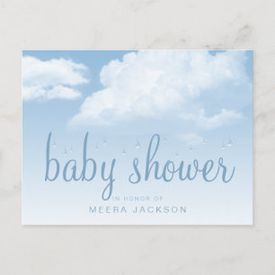 Fluffy Clouds Raindrops Baby shower Uitnodiging Briefkaart