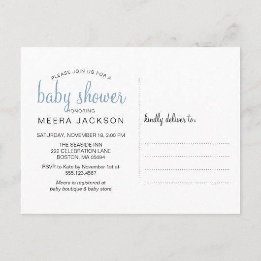 Fluffy Clouds Raindrops Baby shower Uitnodiging Briefkaart (Achterkant)