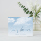 Fluffy Clouds Raindrops Baby shower Uitnodiging Briefkaart (Staand voorkant)