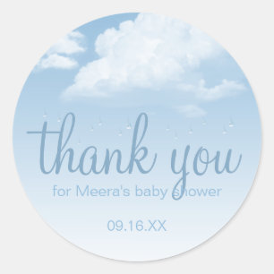 Fluffy Clouds Raindrops Hartelijk dank Ronde Sticker