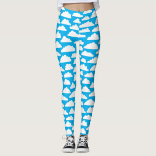 Fluffy Clouds - White op #00b0ef Sky Blue Leggings