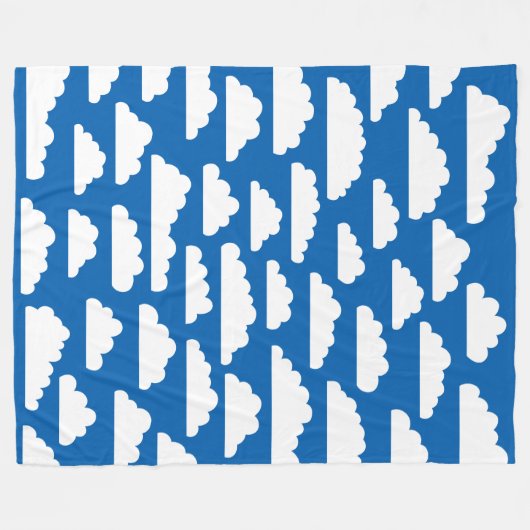 Fluffy Clouds - White op Blue 005cad Fleece Deken (Voorkant (Horizontaal))