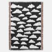 Fluffy Clouds - wit op zwart Deken (Voorkant Verticaal)