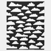 Fluffy Clouds - wit op zwart Fleece Deken (Voorkant)