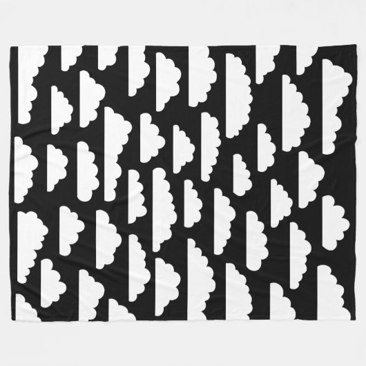 Fluffy Clouds - wit op zwart Fleece Deken (Voorkant (Horizontaal))