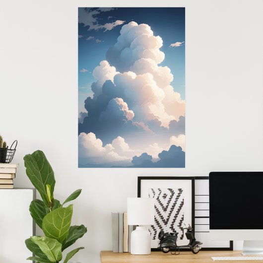 Fluffy Cloudscape mooi Poster (Thuiskantoor)