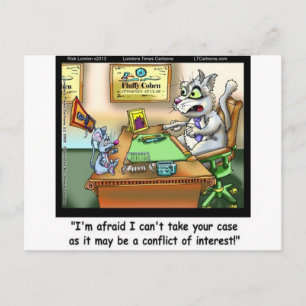 Fluffy Cohen Adv @Claw Grappige Kat & Advocaat Briefkaart
