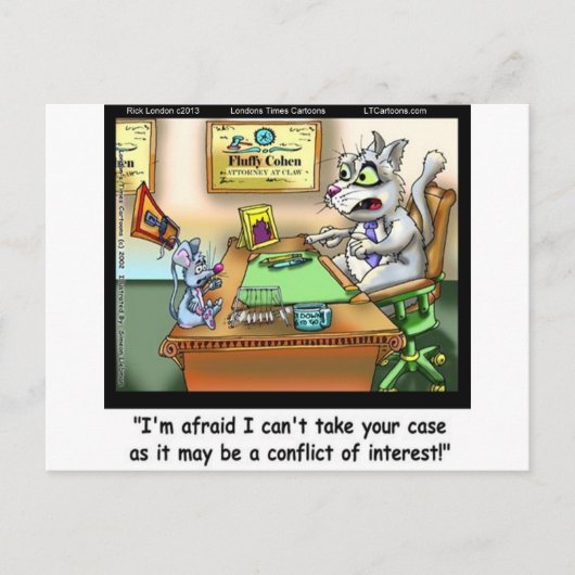 Fluffy Cohen Adv @Claw Grappige Kat & Advocaat Briefkaart (Voorkant)