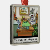 Fluffy Cohen Atty @Claw Funny Cat & Lawyer Metalen Ornament (Rechts)