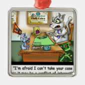 Fluffy Cohen Atty @Claw Funny Cat & Lawyer Metalen Ornament (Voorkant)