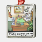 Fluffy Cohen Atty @Claw Funny Cat & Lawyer Metalen Ornament (Links)