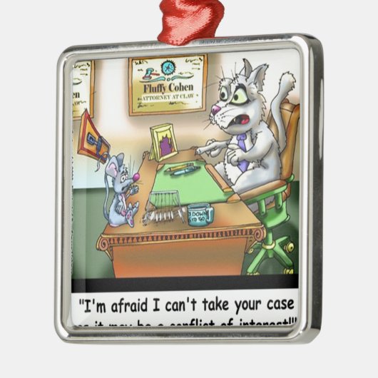 Fluffy Cohen Atty @Claw Funny Cat & Lawyer Metalen Ornament (Links)