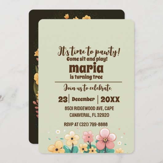 Fluffy Corgi Dog Puppy Verjaardag Retro Leuke teke Kaart (Voorkant / Achterkant)