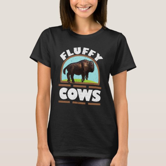 Fluffy Cows Wildlife Animal Bull Bison Buffalo  1 T-shirt (Voorkant)