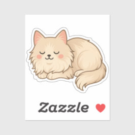 Fluffy Cream Persian Cat Sleeping Sticker