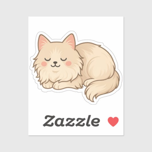 Fluffy Cream Persian Cat Sleeping Sticker (Vel)