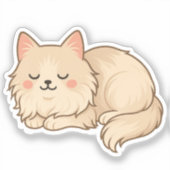 Fluffy Cream Persian Cat Sleeping Sticker (Voorkant)