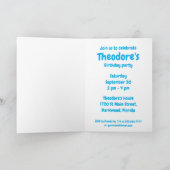 Fluffy Cute Blue Monster Birthday Invitation (Binnen)