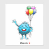 Fluffy & Cute met ballonnen Vinyl Sticker (Vel)