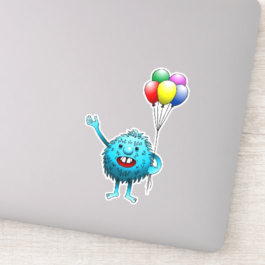 Fluffy & Cute met ballonnen Vinyl Sticker (Detail)