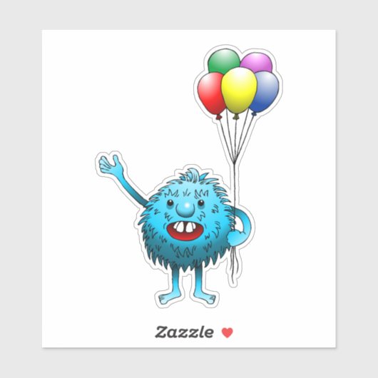 fluffy & Cute met ballonnen vinylsticker Sticker (Vel)