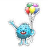 fluffy & Cute met ballonnen vinylsticker Sticker (Voorkant)