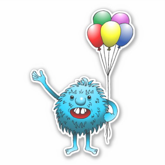 fluffy & Cute met ballonnen vinylsticker Sticker (Voorkant)
