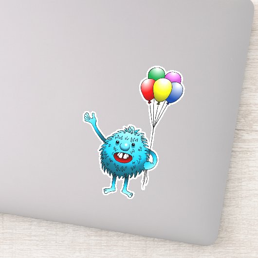 fluffy & Cute met ballonnen vinylsticker Sticker (Detail)