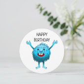 Fluffy Cute Monster Birthday Card Kaart (Staand voorkant)