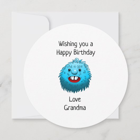Fluffy Cute Monster Birthday Card Kaart (Achterkant)