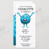 Fluffy Cute Monster Birthday Invitation (Voorkant / Achterkant)