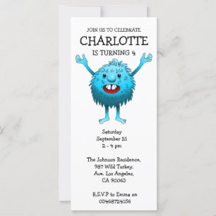 Fluffy Cute Monster Birthday Invitation