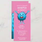 Fluffy Cute Monster Birthday Invitation (Voorkant / Achterkant)