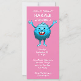 Fluffy Cute Monster Birthday Invitation