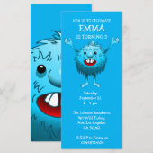 Fluffy Cute Monster Birthday Invitation (Voorkant / Achterkant)