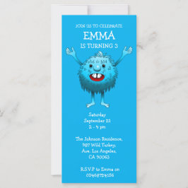 Fluffy Cute Monster Birthday Invitation