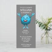 Fluffy Cute Monster Birthday Invitation (Staand voorkant)