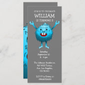 Fluffy Cute Monster Birthday Invitation (Voorkant / Achterkant)
